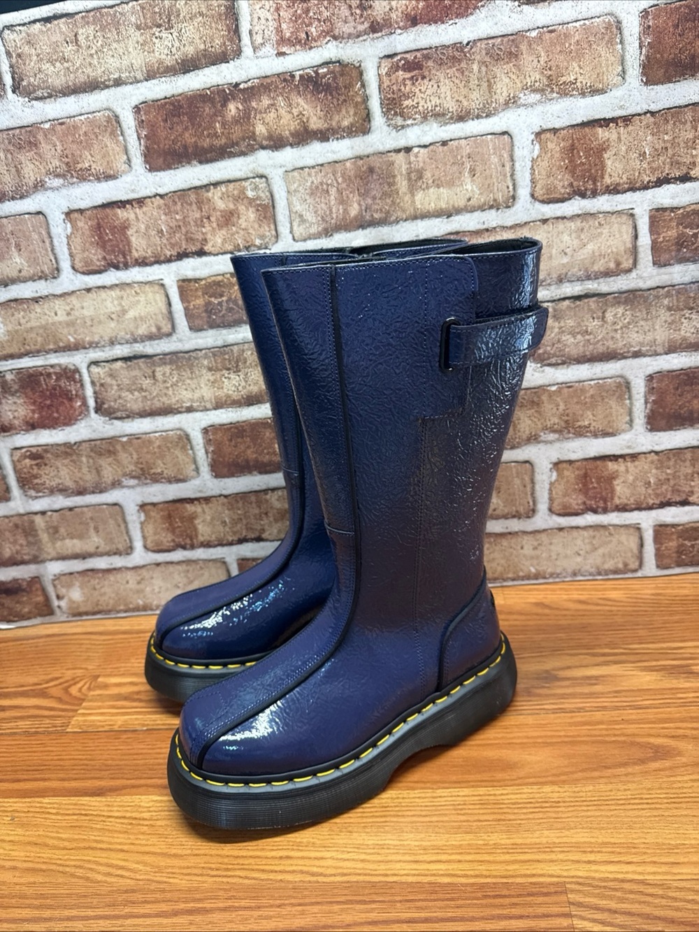 Dr. Martens BUZZ HI Tall Navy Blue Leather Riding Boots US Women's Size 6